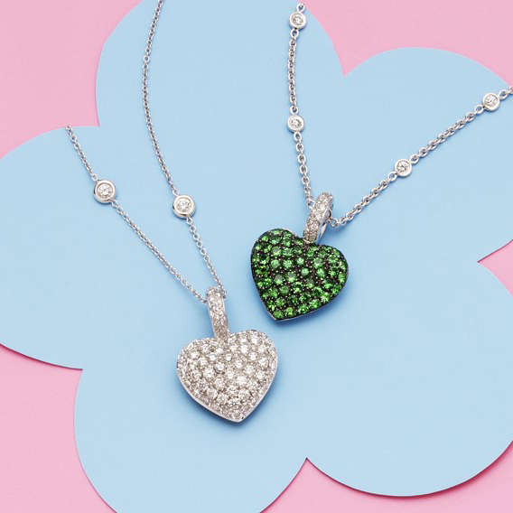 18K Reversible Tsavorite & Diamond Heart Pendant